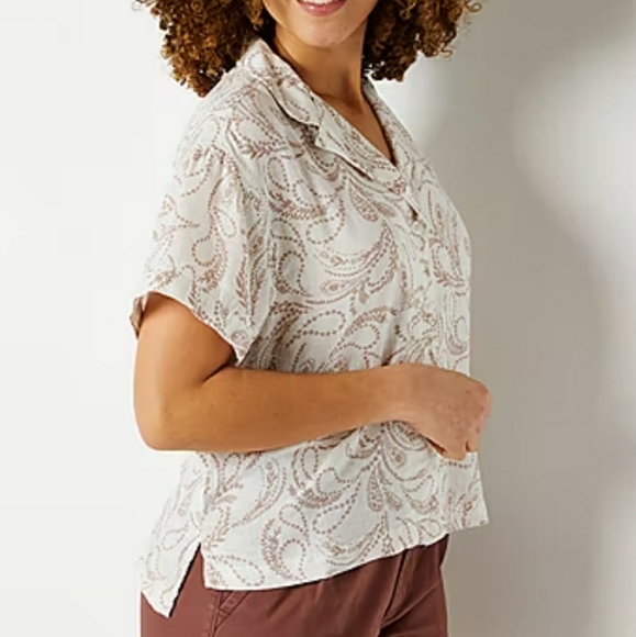 a.n.a Tops - Womens a.n.a (a new approach) linen short sleeve blouse size S